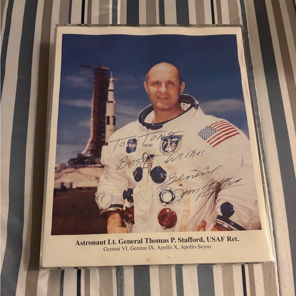Autographed photo of Astronaut Lt General Thomas P Stafford